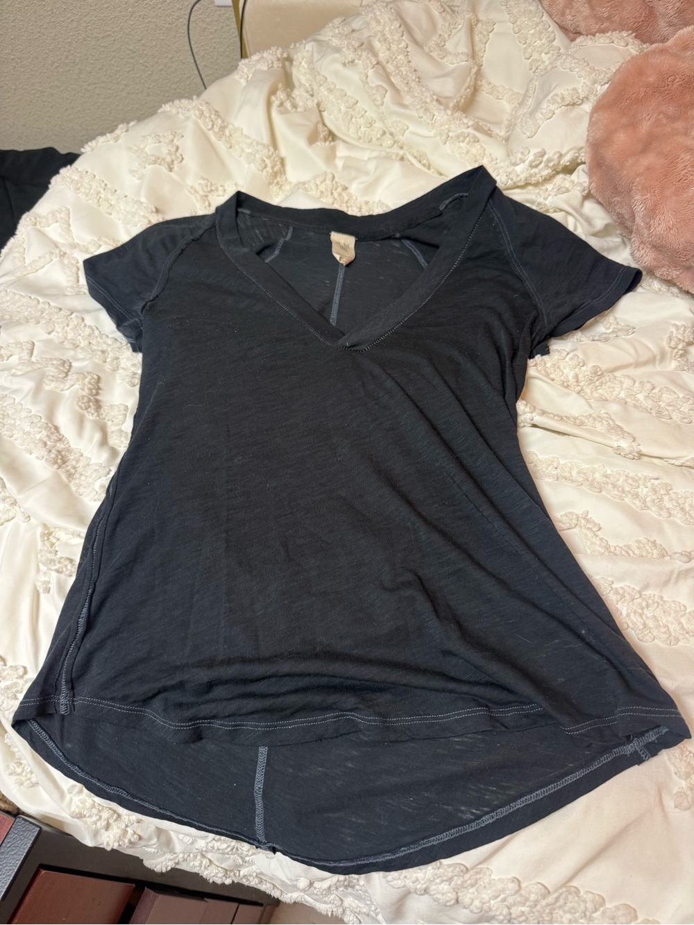 Free People Black V-Neck Women's Tee
